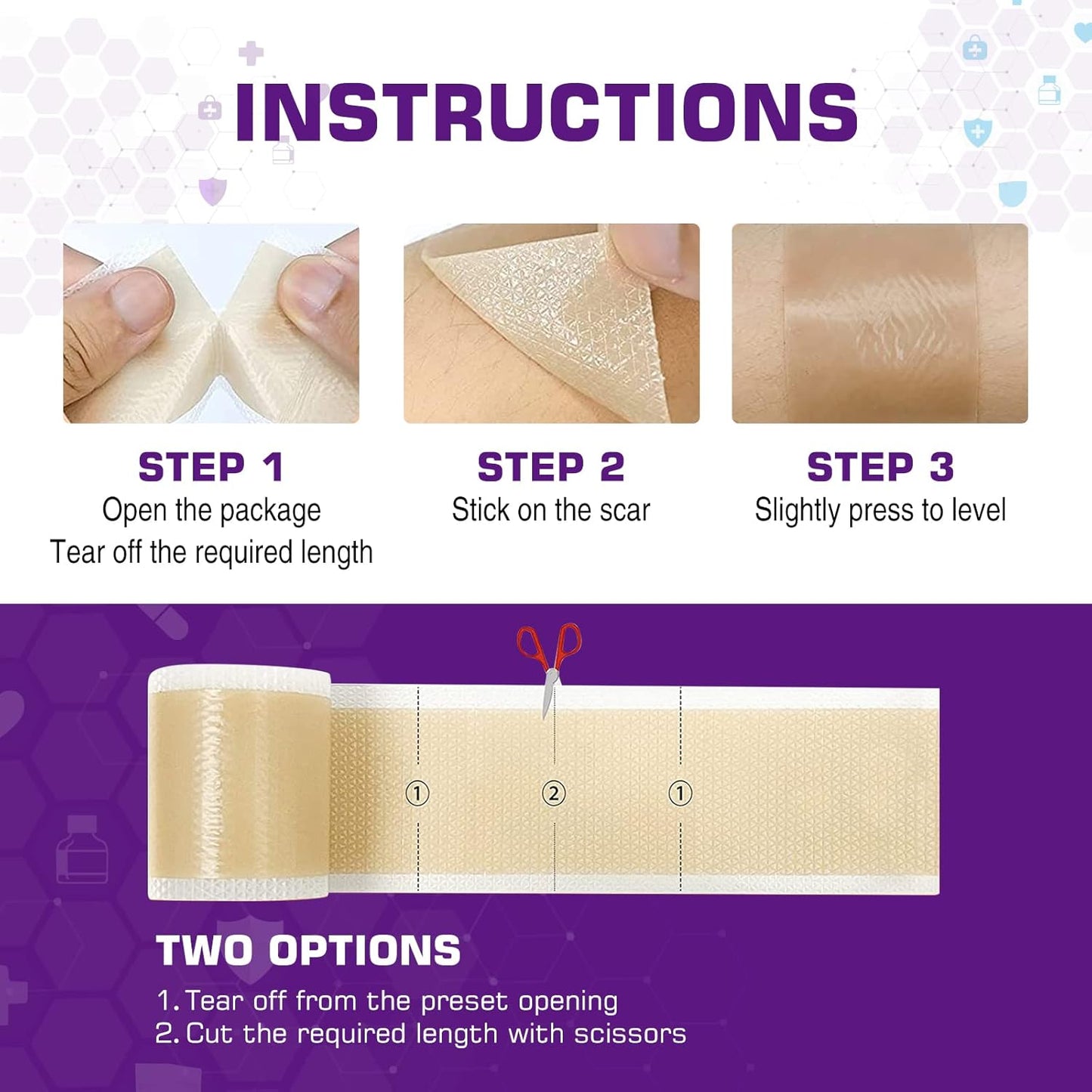 Silicone Scar Sheets – 1.6" x 60" Medical Grade Roll – Soft Gel Tape for C-Section & Surgery Scars – Reusable & Pain-Free Removal