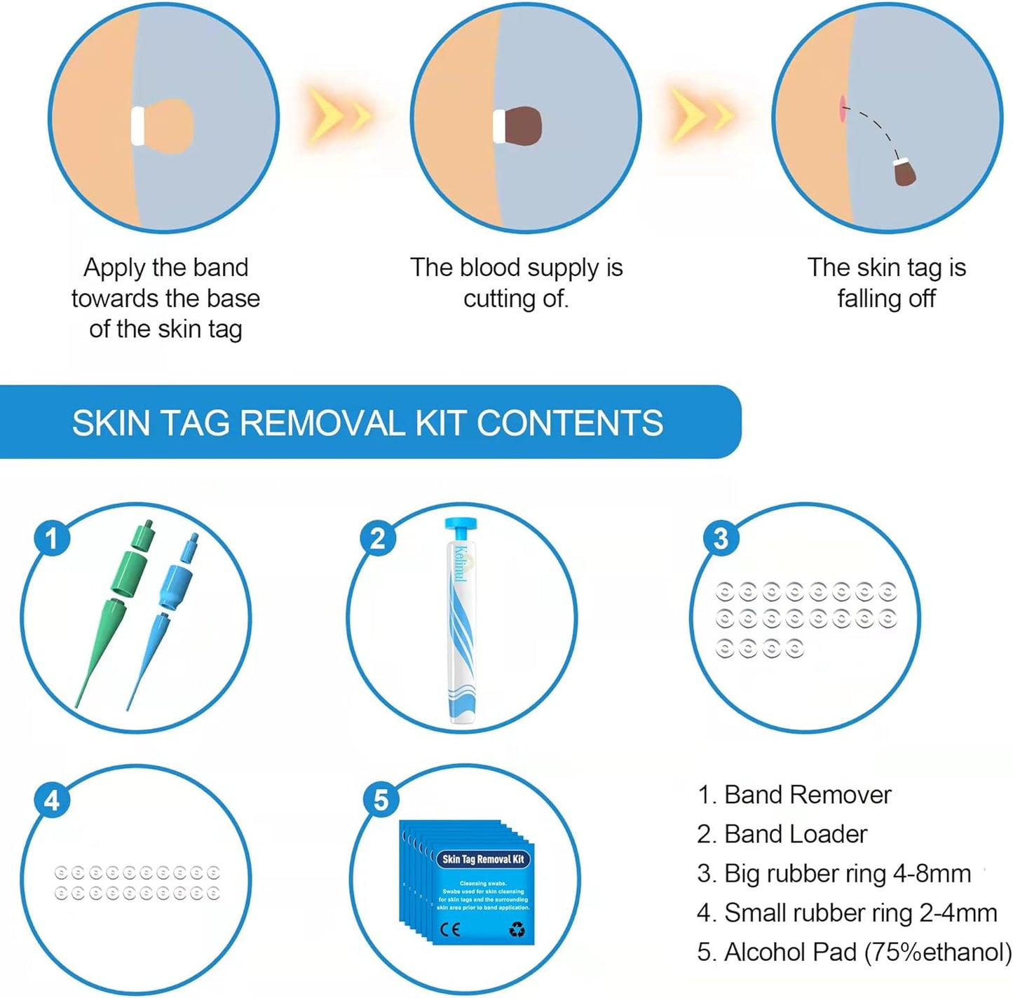 Kelinul Skin Tag Remover 2-in-1 Kit – Painless Removal for Small (2mm) to Large (8mm) Skin Tags – Includes 48 Bands & Precision Device – Safe for Most Skin Types