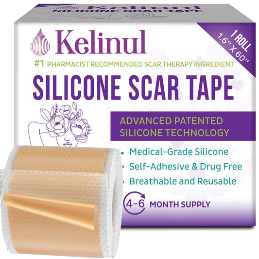 Silicone Scar Sheets – 1.6" x 60" Medical Grade Roll – Soft Gel Tape for C-Section & Surgery Scars – Reusable & Pain-Free Removal